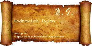 Modrovich Ixion névjegykártya